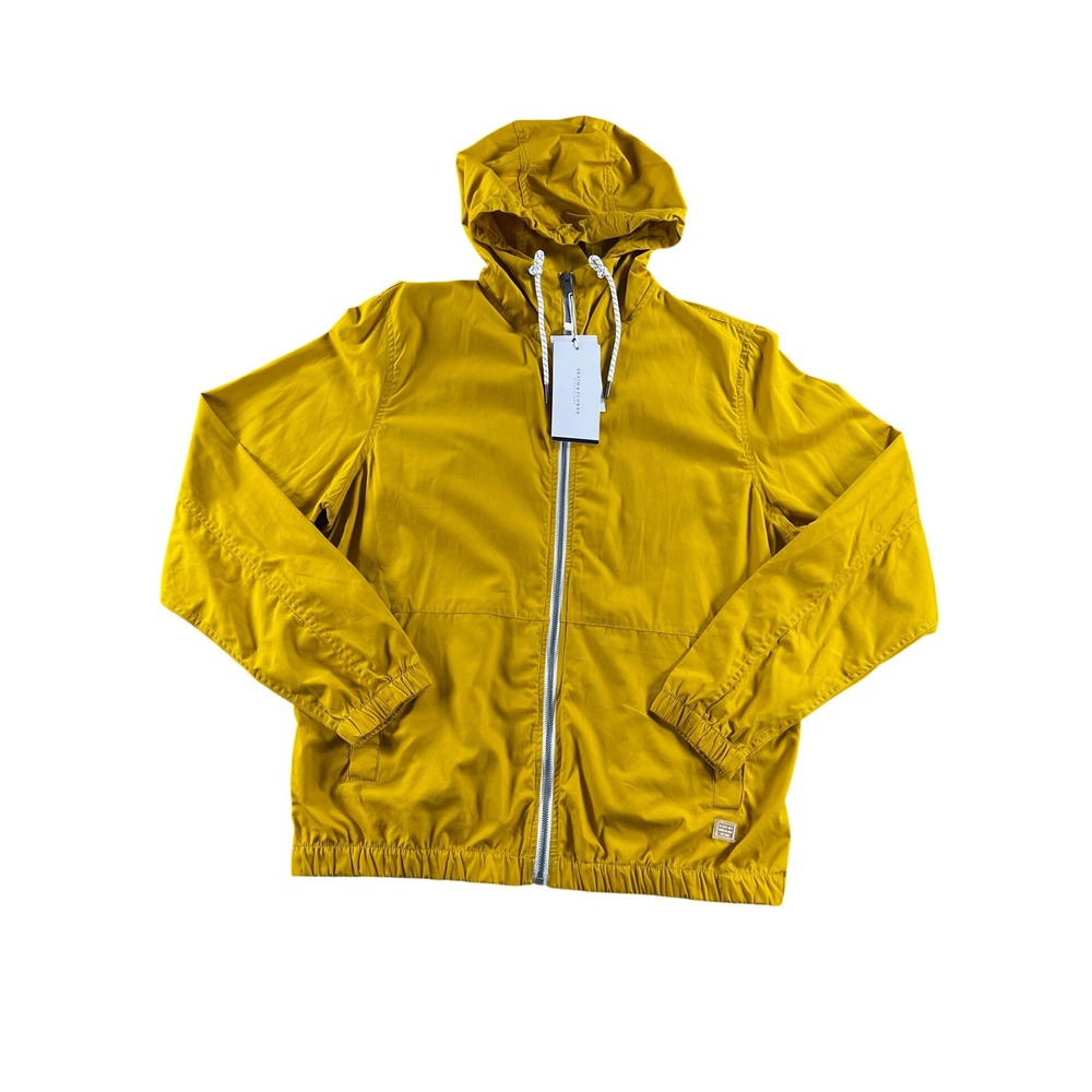 Denim & Flower Ricky Singh Mens Medium Mustard Yellow Hooded Windbreaker Jacket
